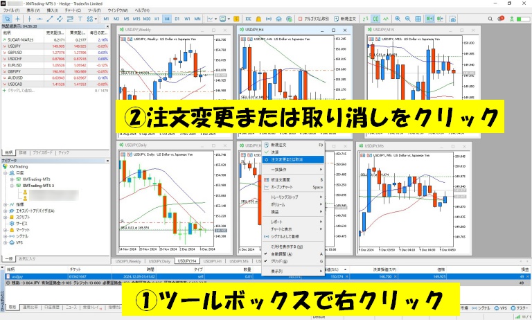 XMのMT5画面